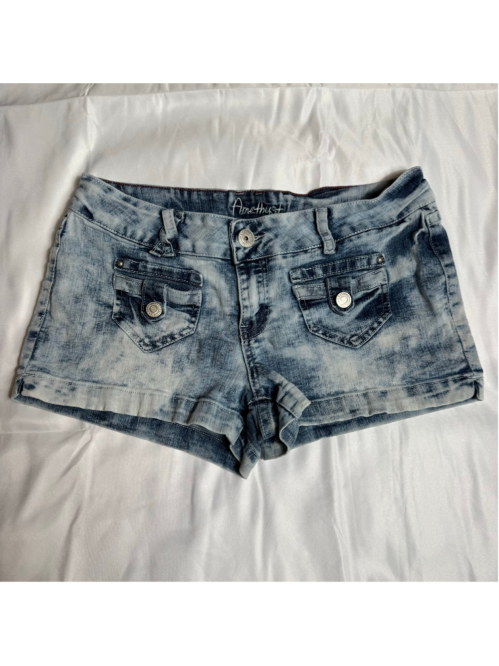 Women's Amethyst Blue Acid Wash Jean Shorts Juniors 9